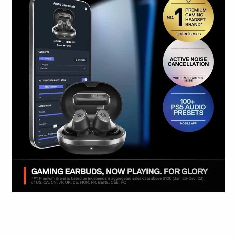 Artis Black Gaming Earbuds playstation 2.4 GHZ Bluetooth Noise Canceling